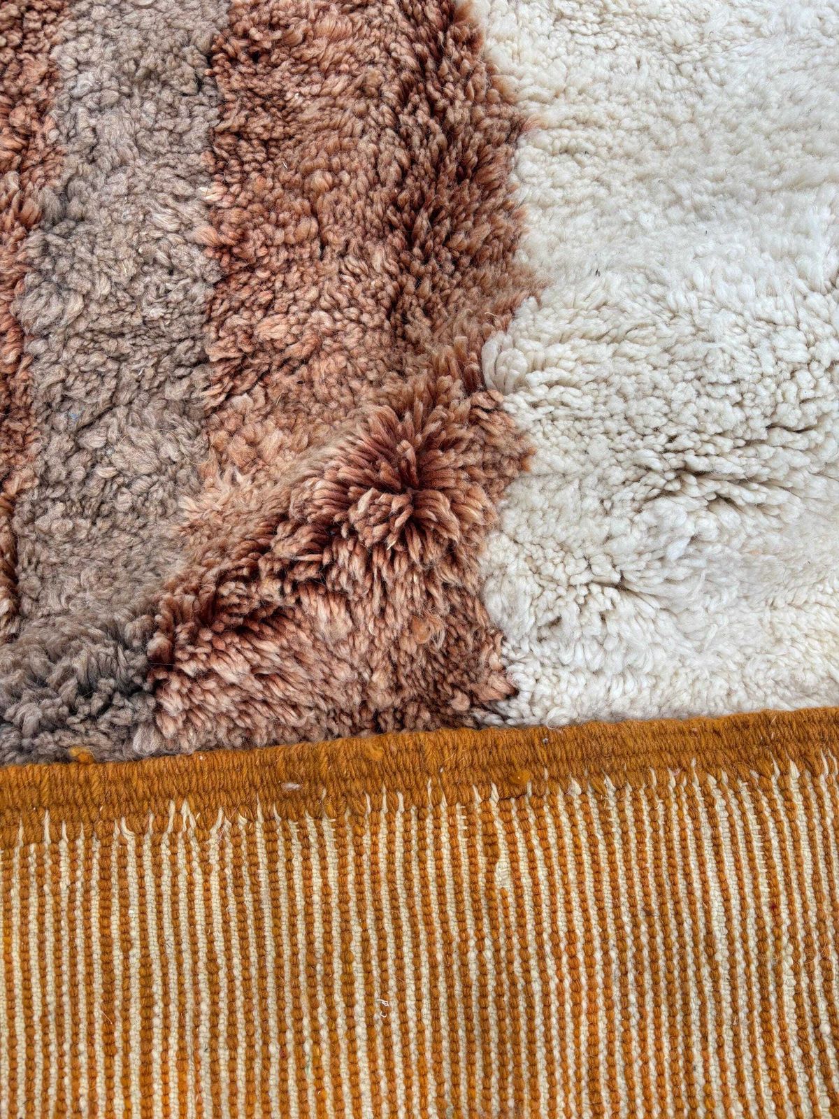 Moroccan Mrirt Rug Handmade Wool 230x300 Cm – Modern Berber Rug – Cream Orange Yellow Area Rug – Contemporary Decor photo Textiles