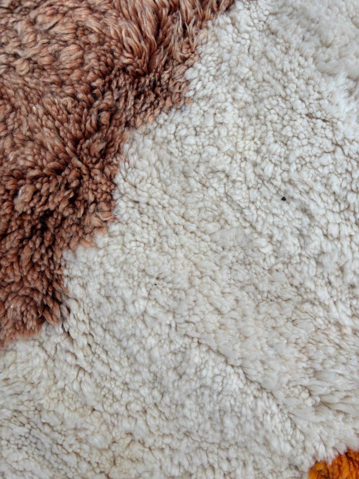 Moroccan Mrirt Rug Handmade Wool 230x300 Cm – Modern Berber Rug – Cream Orange Yellow Area Rug – Contemporary Decor photo buy