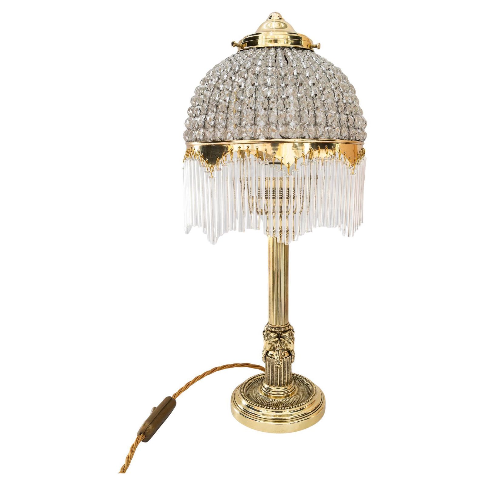 Art Deco Table Lamp With Cut Glass Shade And Glass Sticks Vienna Around 1920s