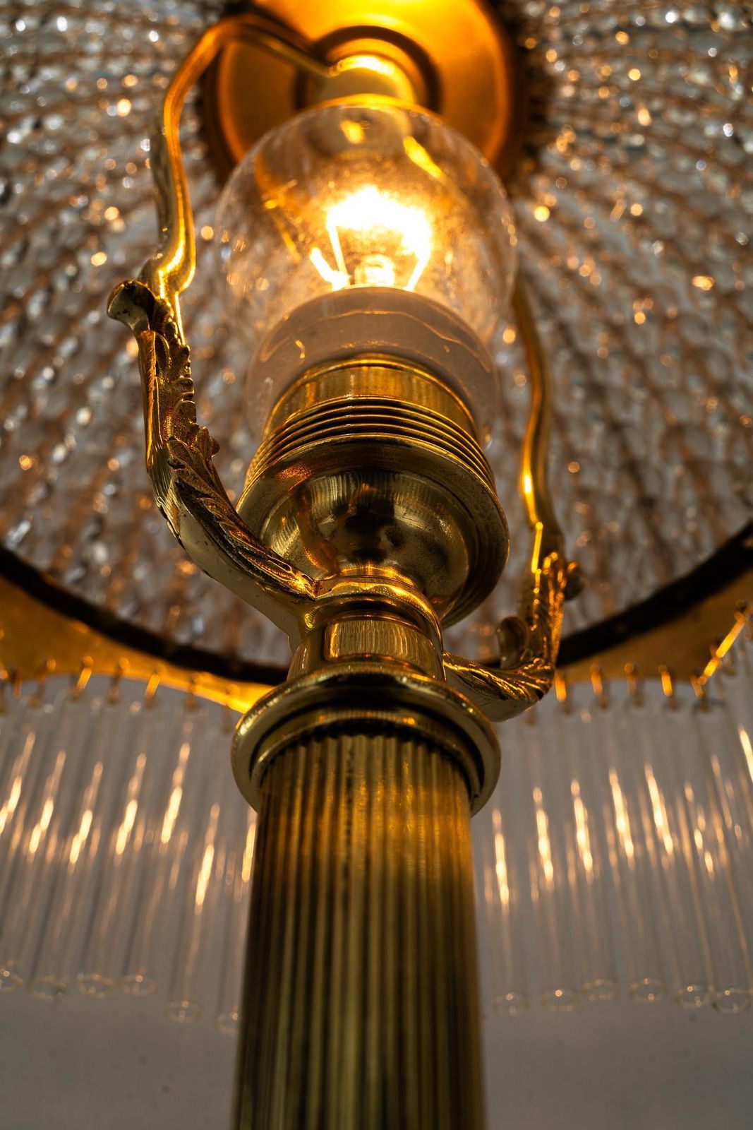 photo vinterior Art Deco Table Lamp With Cut Glass Shade And Glass Sticks Vienna Around 1920s
