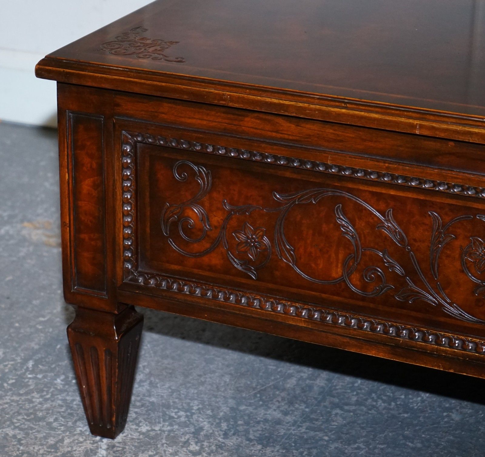 Stunning American Theodore Alexander Coffee Table Two Drawers & Butler Trays photo vinterior