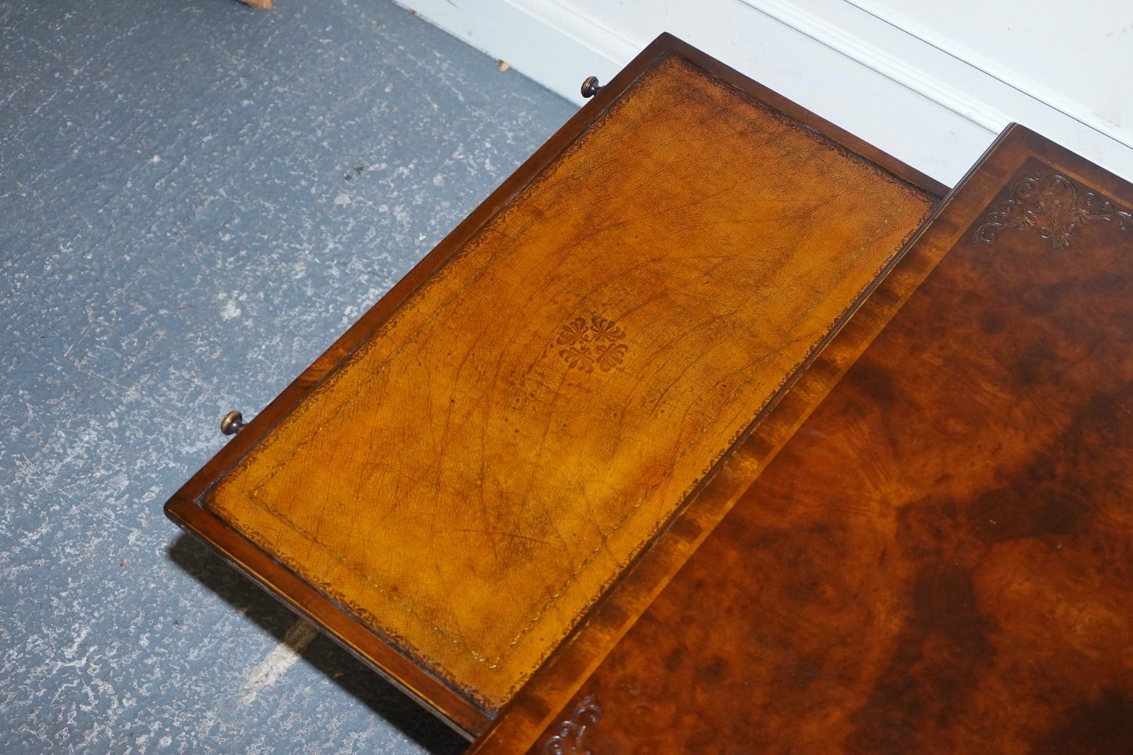 Furniture Stunning American Theodore Alexander Coffee Table Two Drawers & Butler Trays photo
