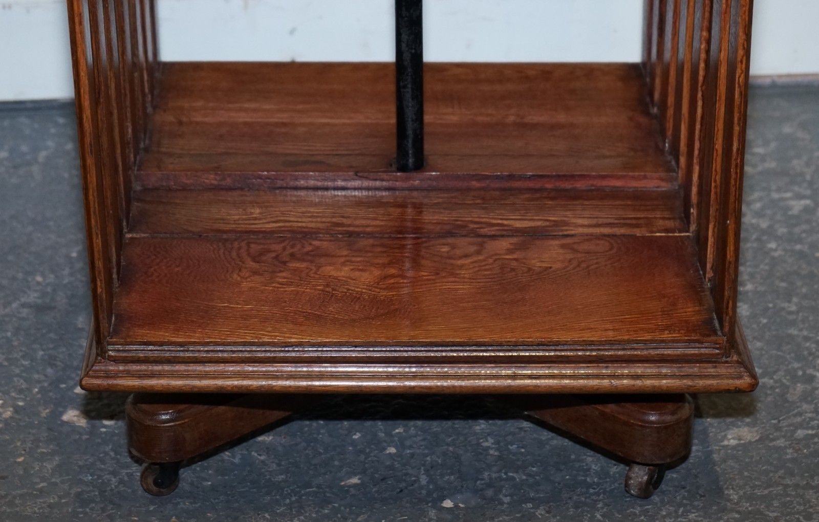 Antique Substantial Oak Revolving Bookcase With Folding Reading Stand photo vintage