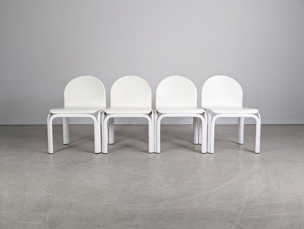Original 4 Piece Set Knoll Orsay Chairs Gae Aulenti Chair Leather Design photo for sale