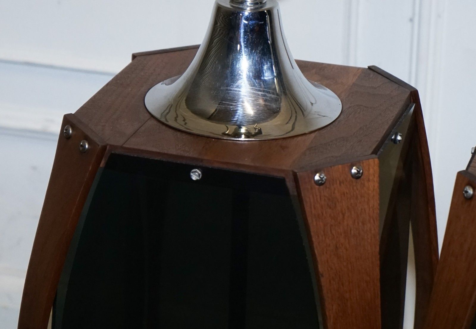 Pair Of Large Modern Danish Acrylic & Teak Mid Century Lamps photo vinterior