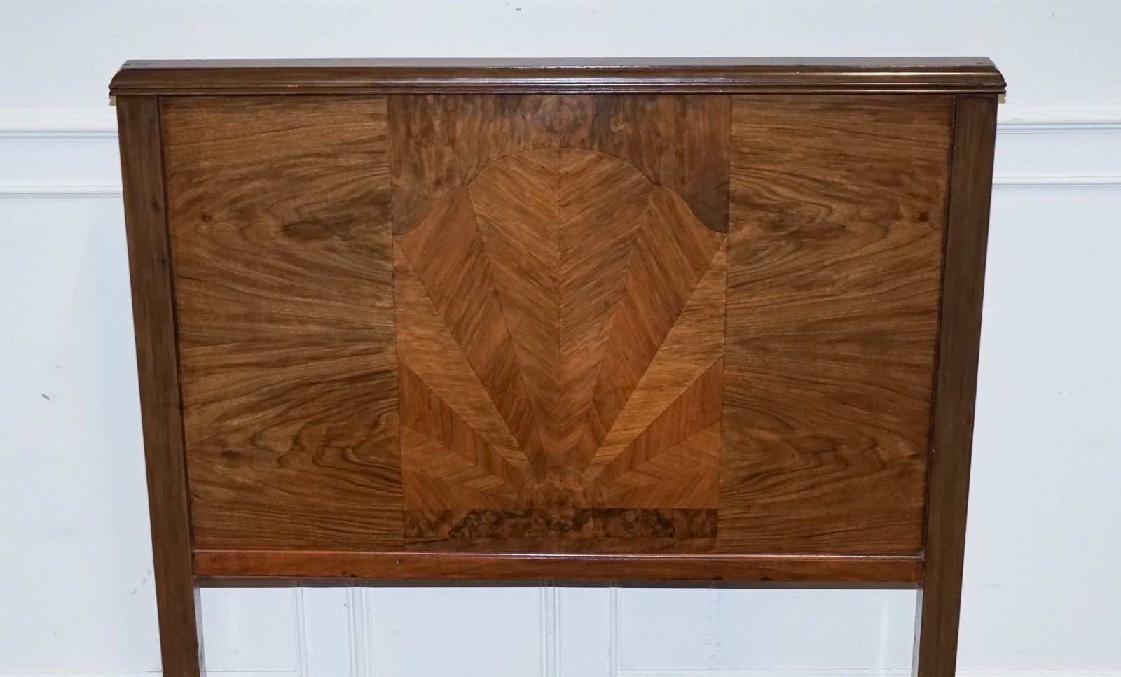 photo for sale Art Deco Burr Walnut Decorative Inlaid Panels Single Bed (2/2)