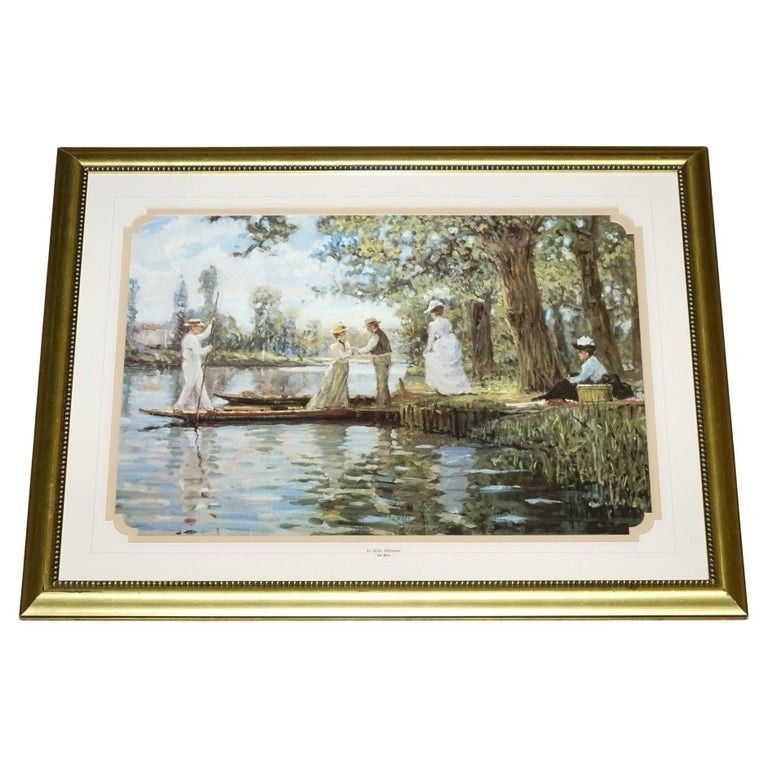 Vintage Framed Print 'Idyllic Afternoon' By Allan Maley 69 X 90 Cm
