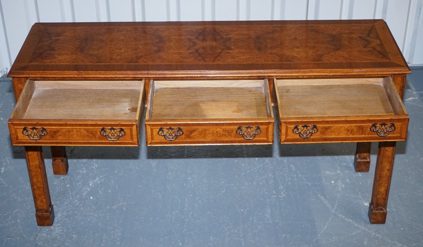 Georgian Style Brights Of Nettlebed London Burr Walnut Console Table photo Furniture