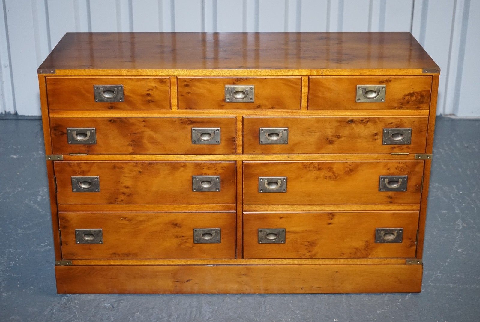 Vintage Record Player Cabinet Hidden Inside Military Campaign Chest Of Drawers photo for sale