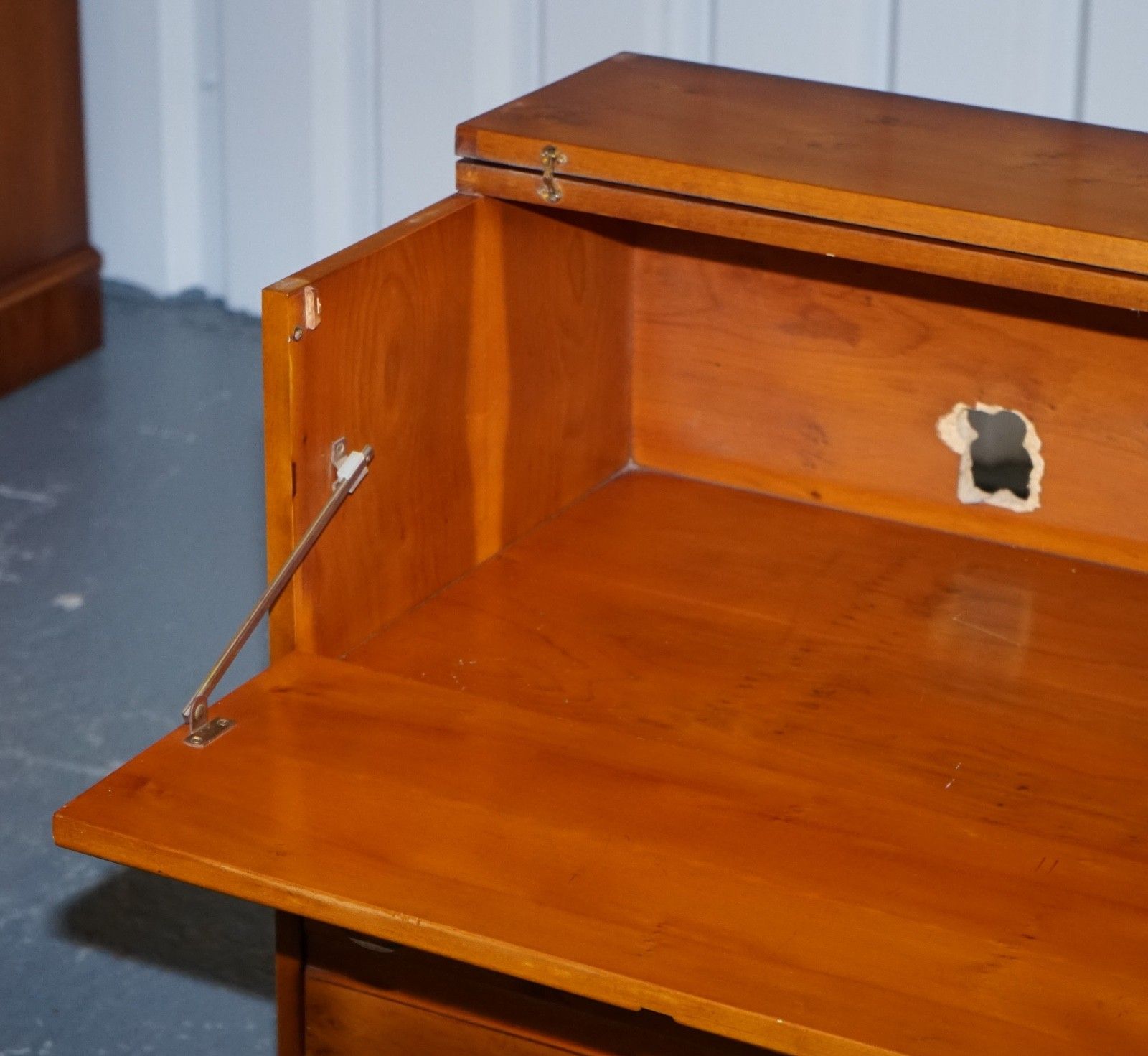 2250.0 Vintage Record Player Cabinet Hidden Inside Military Campaign Chest Of Drawers photo