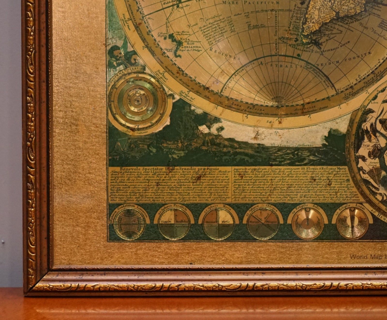 photo furniture Vintage Framed Print Planisphaerium Terrestre Gold Foil Map World Peter Schenk