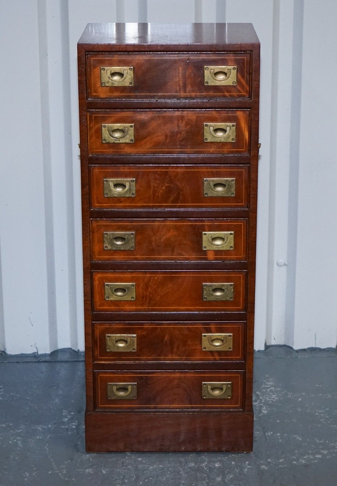 Military Campaign Style Tallboy Tall  Chest Of Drawers Brass Handles photo 950.0