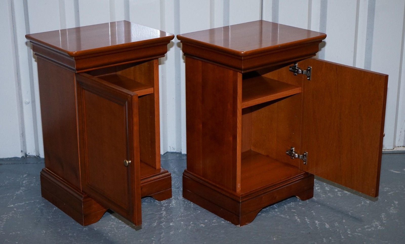 Vintage Pair Of Cherry Wood French Style Nightstands Bedside Tables photo Furniture