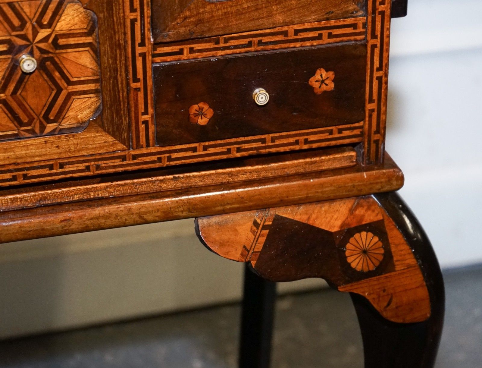 Antique Circa 1800s Japanese Marquetry Games Table Cabinet On Stand photo buy