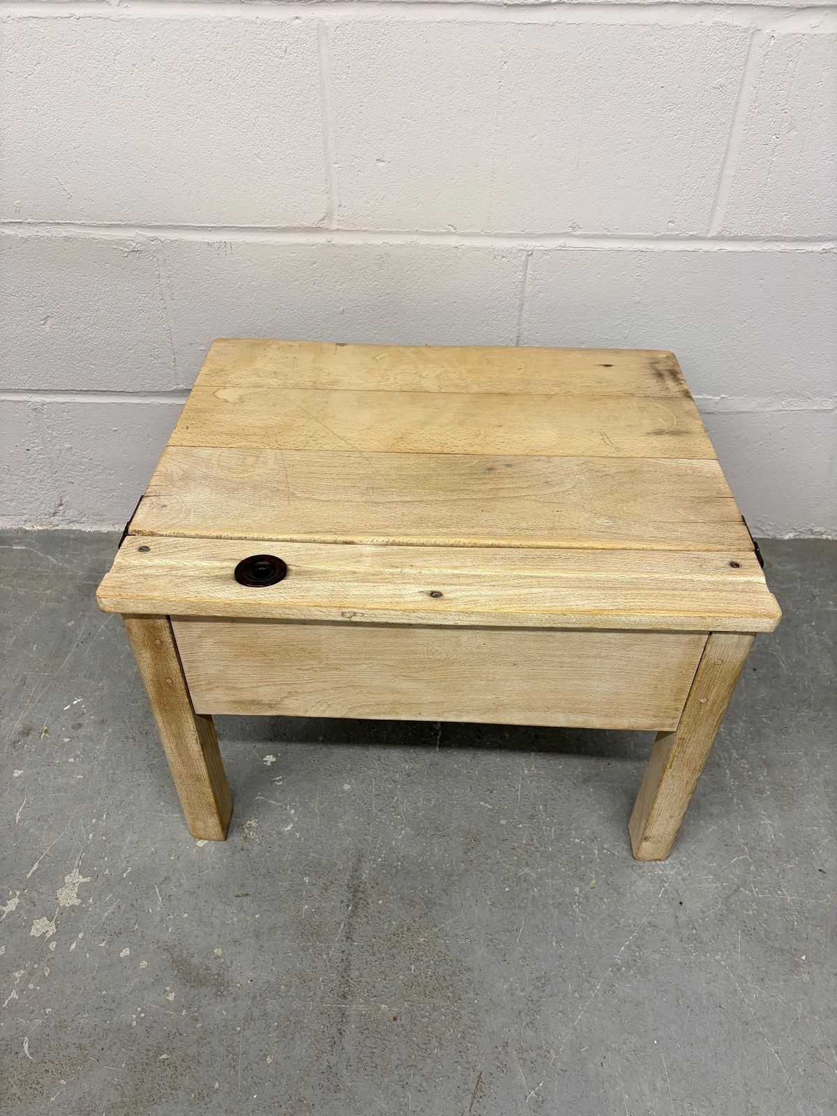 1950's Single Wooden School Desk With Lift Up Lid Modified photo for sale