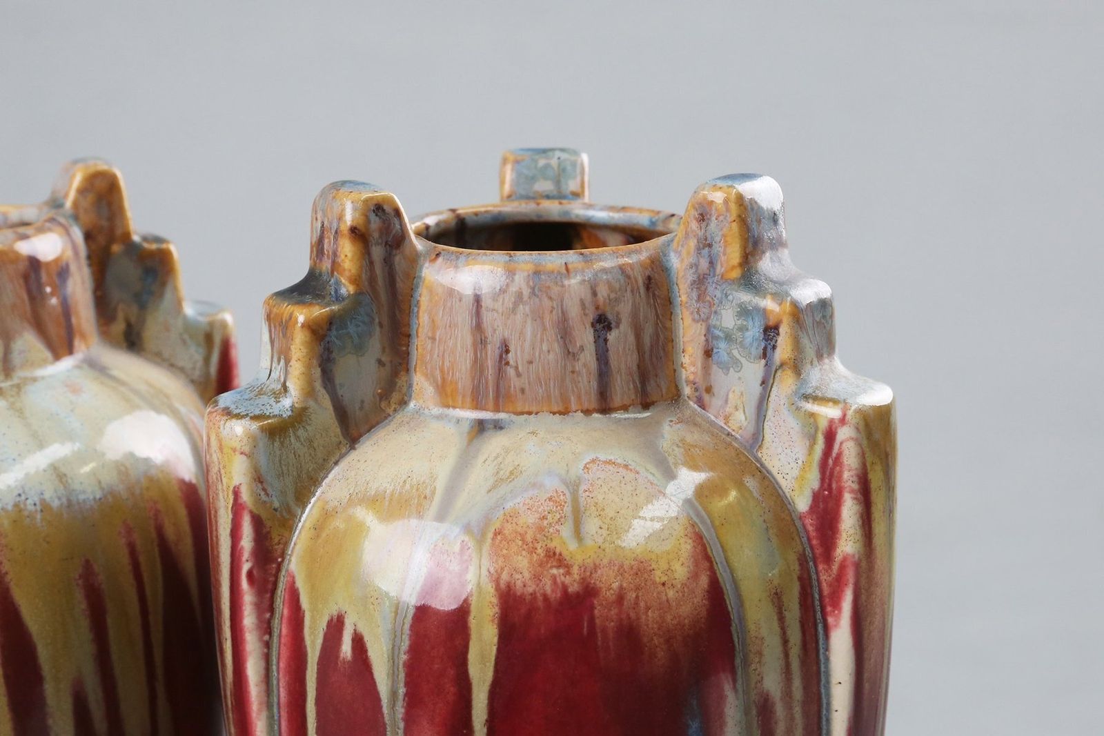 photo furniture Art Deco Sculptural Glazed Ceramic Vases, Belgium, 1930s, Set Of 2