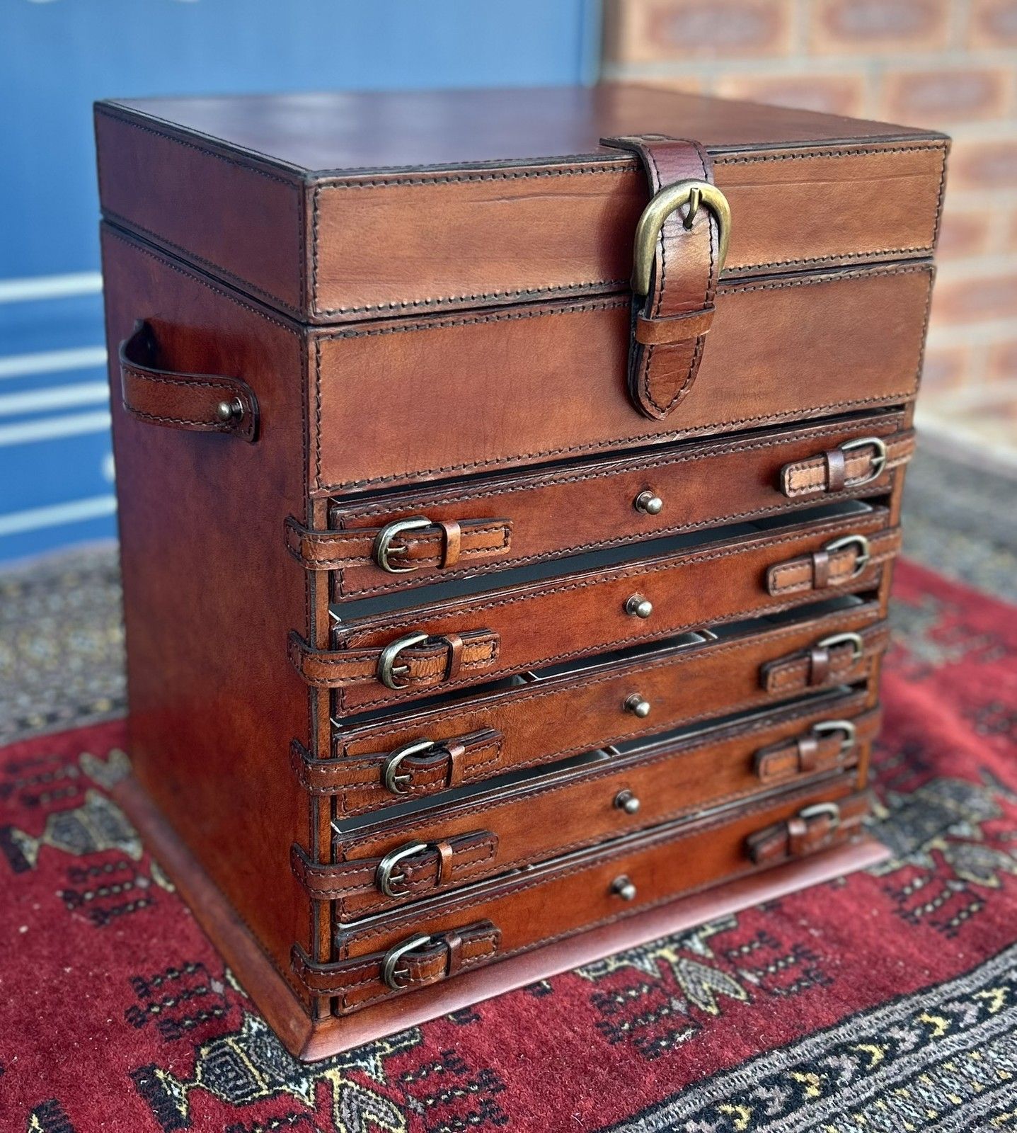 photo for sale Superb Quality Hand Crafted Antique Style Leather Campaign Jewellery Box
