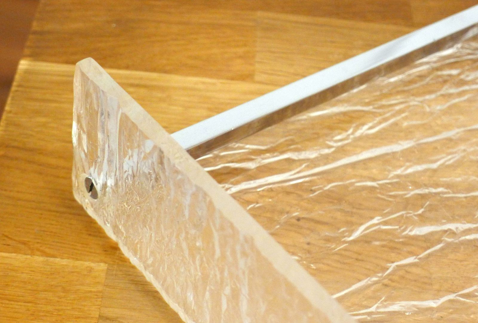 photo for sale Large Vintage Serving Tray In Frosted Acrylic Glass With Chrome Trim, 1970s