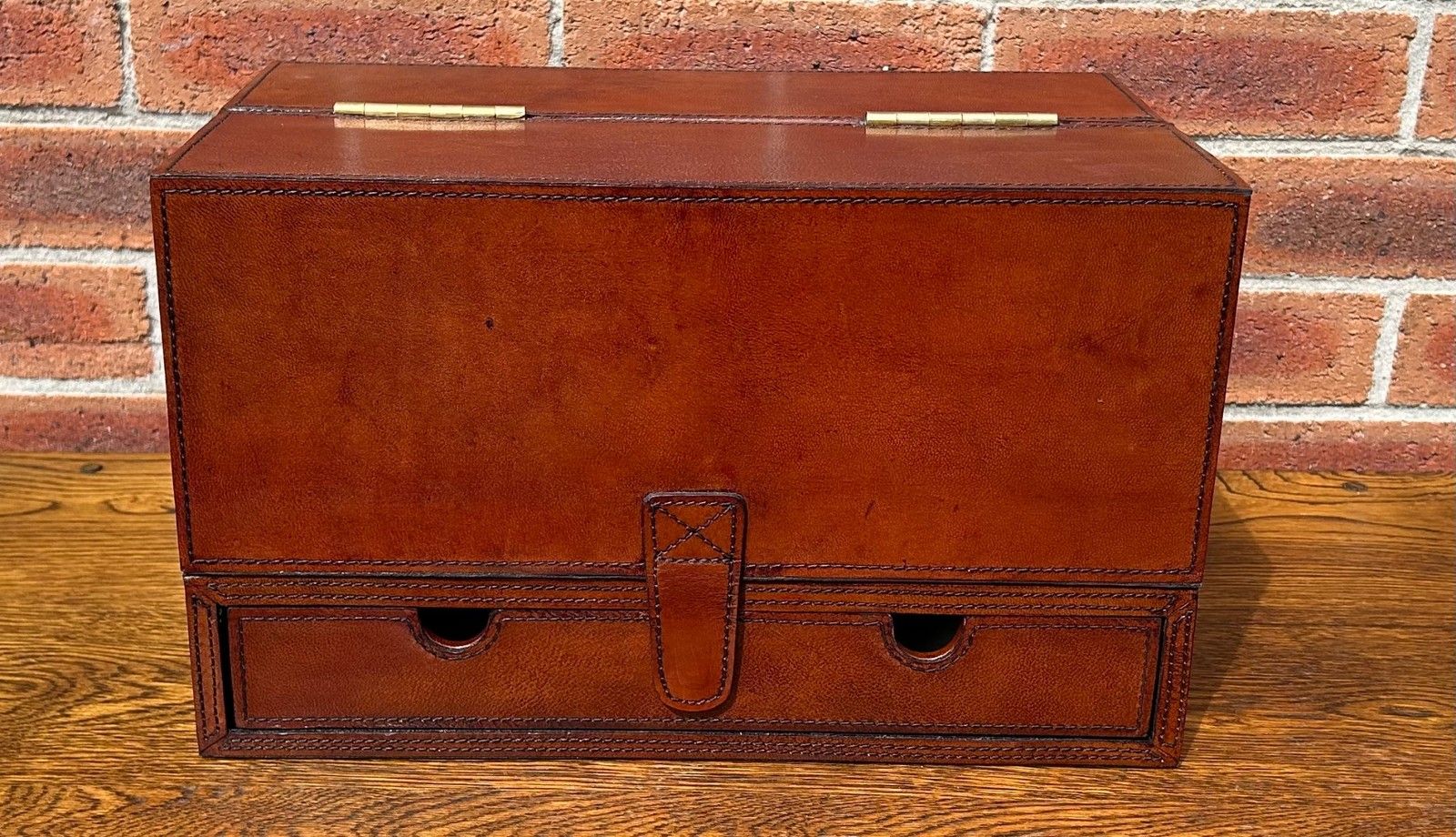 Quality Antique Style Leather Campaign Letter Writing Stationery Slope Box