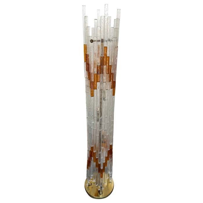 Mid Century Modern Glass Tower Floor Lamp By Poliarte, Italy, 1970s