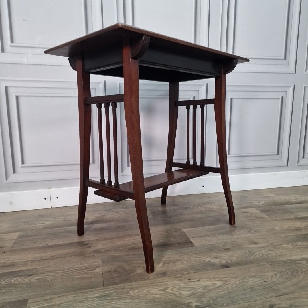 Antique Wooden Side Table Victorian Inlaid Window End Top 2 Tier Rosewood? photo furniture