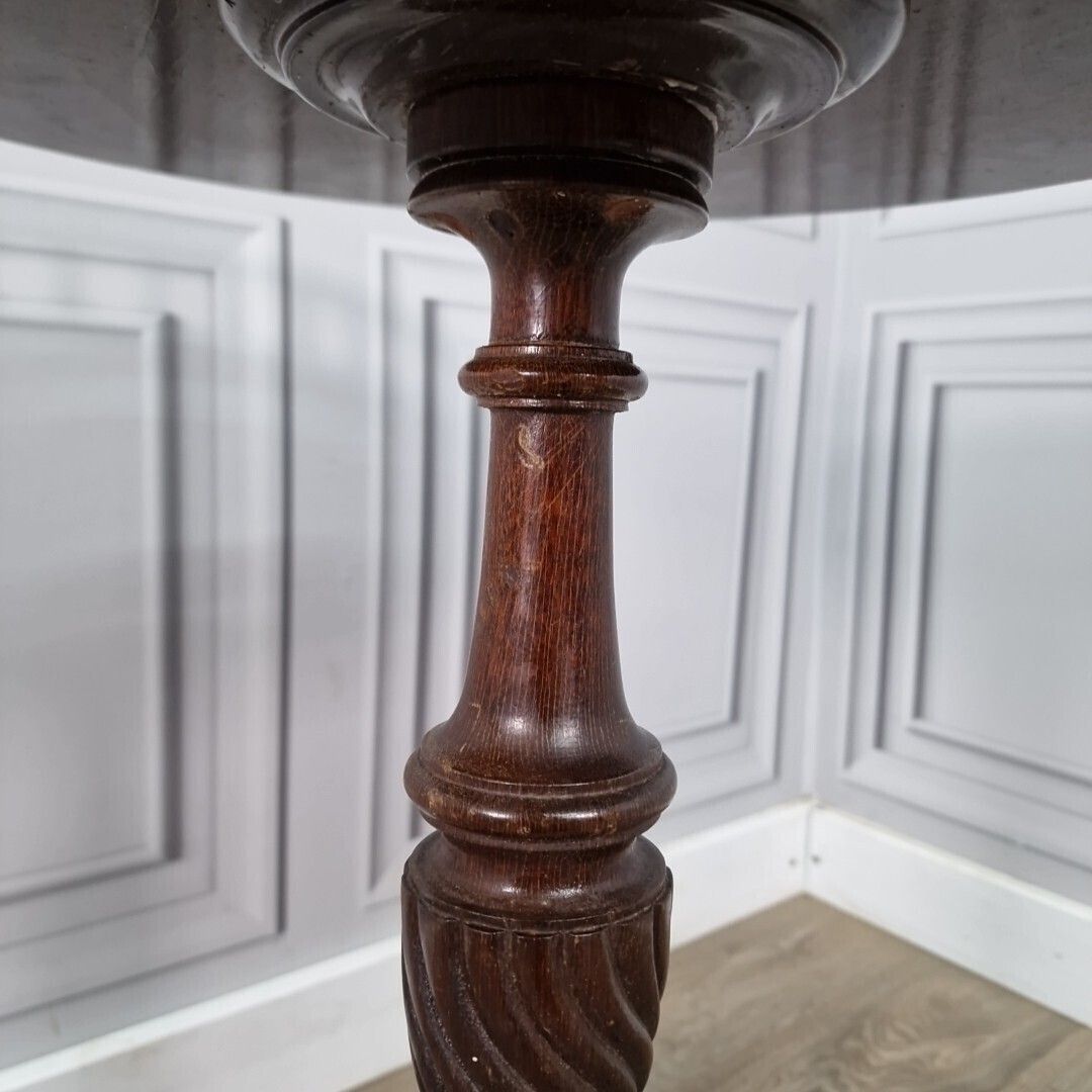Antique Lamp Table Vintage Turned Wood Mahogany Side Wine Pedestal Plant Stand photo vintage