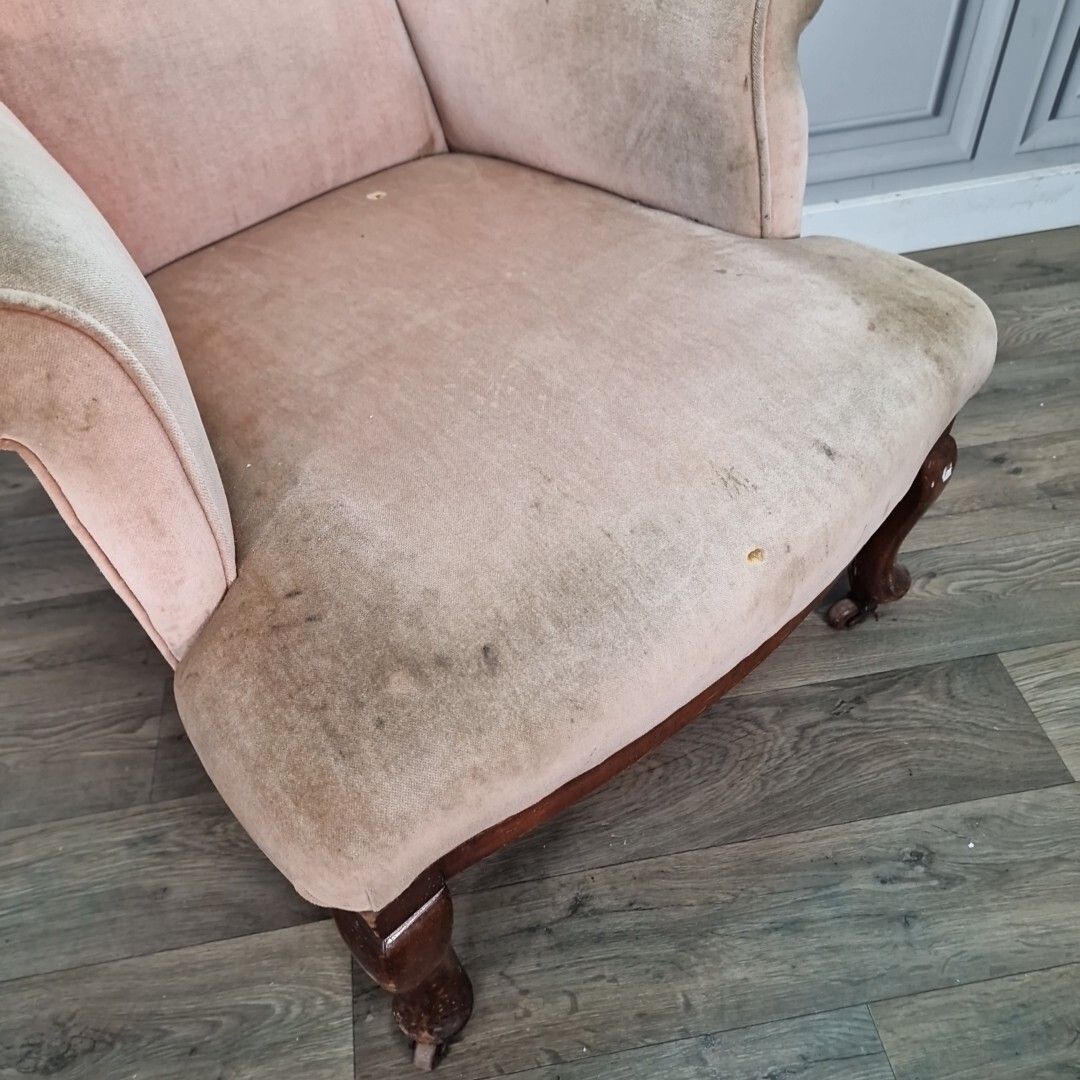 Antique Decorative Armchair Carved Chair Upholstered High Back Edwardian photo 210.0