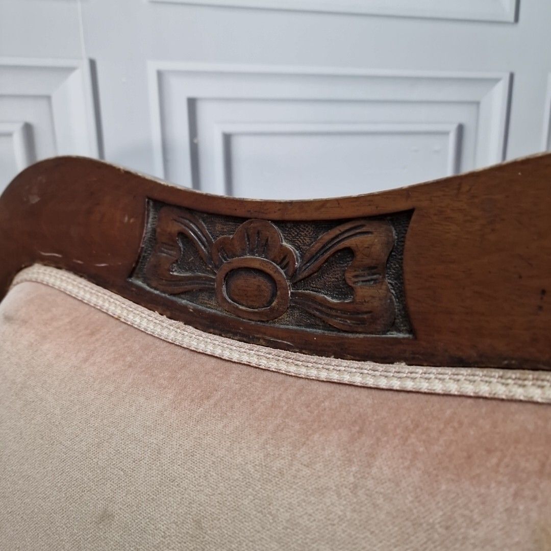 photo buy Antique Decorative Armchair Carved Chair Upholstered High Back Edwardian