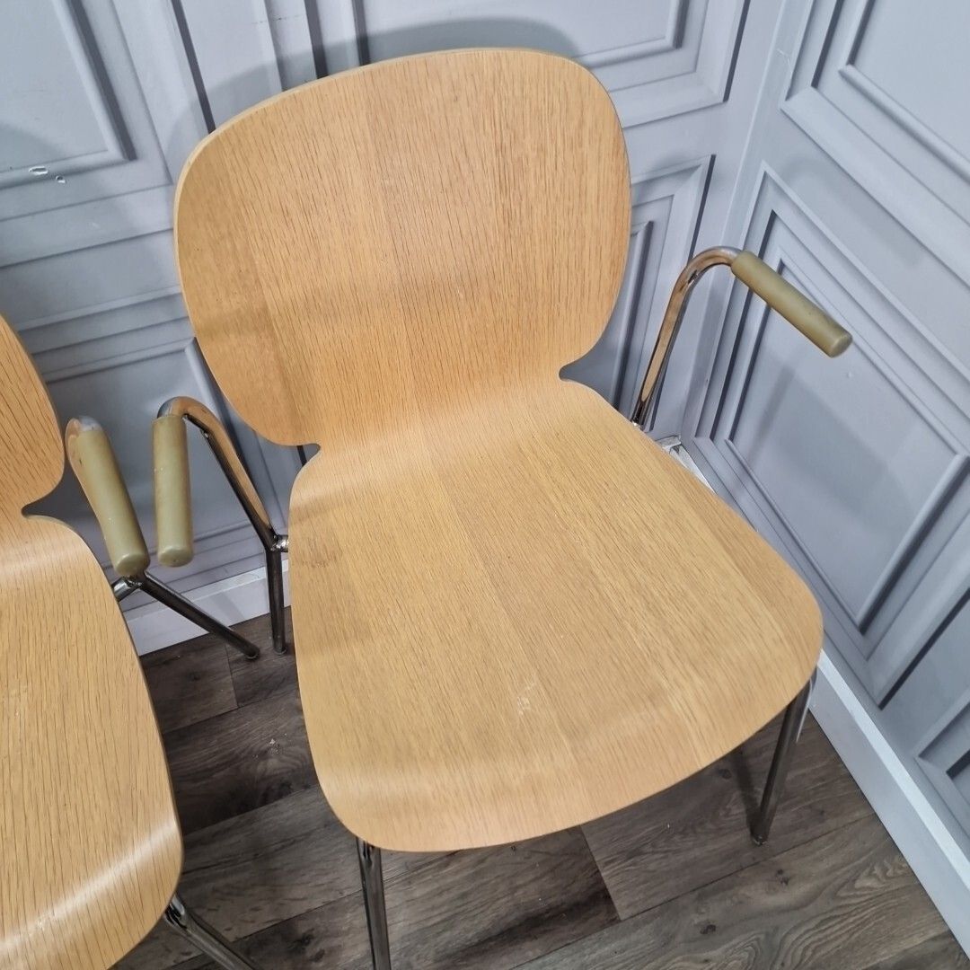 Retro Ikea Dietmar Chairs Set X4 Chrome Mid Century Style Arm Dining Desk Seat photo buy