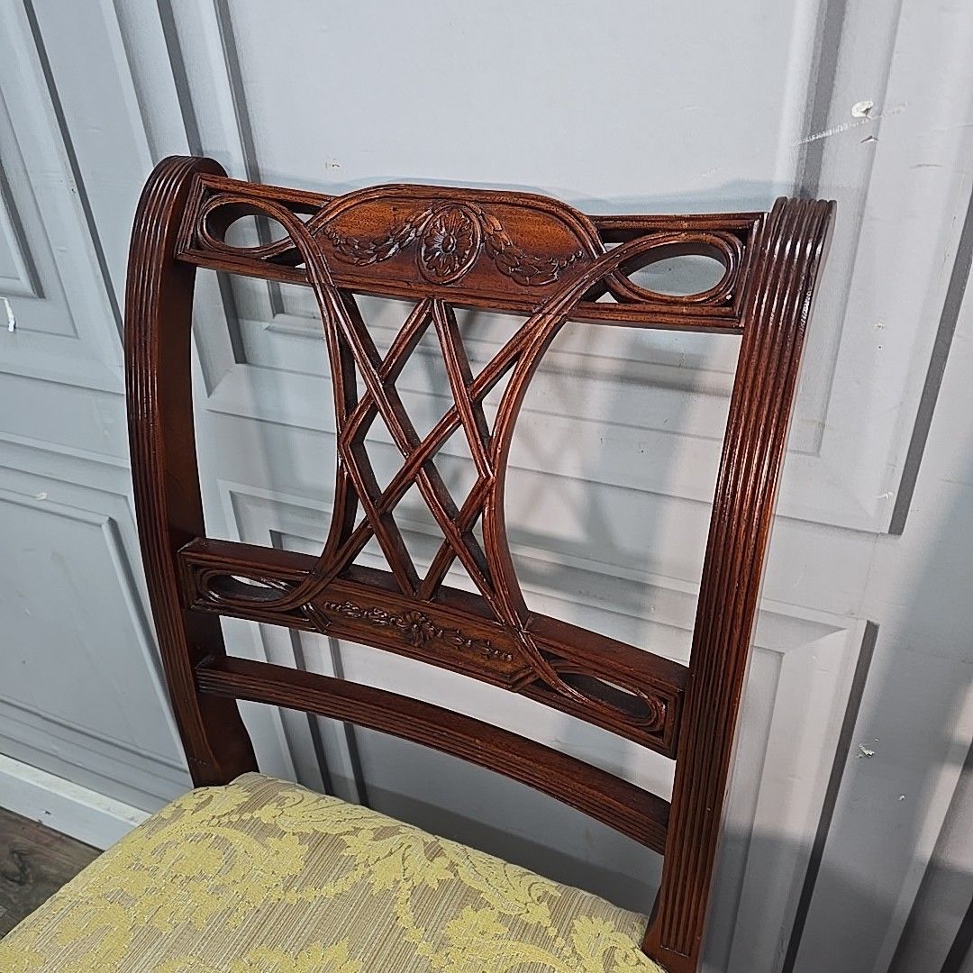 Regency Revival Dining Chairs – Carved Mahogany – Set 4 Antique Style Wooden photo for sale