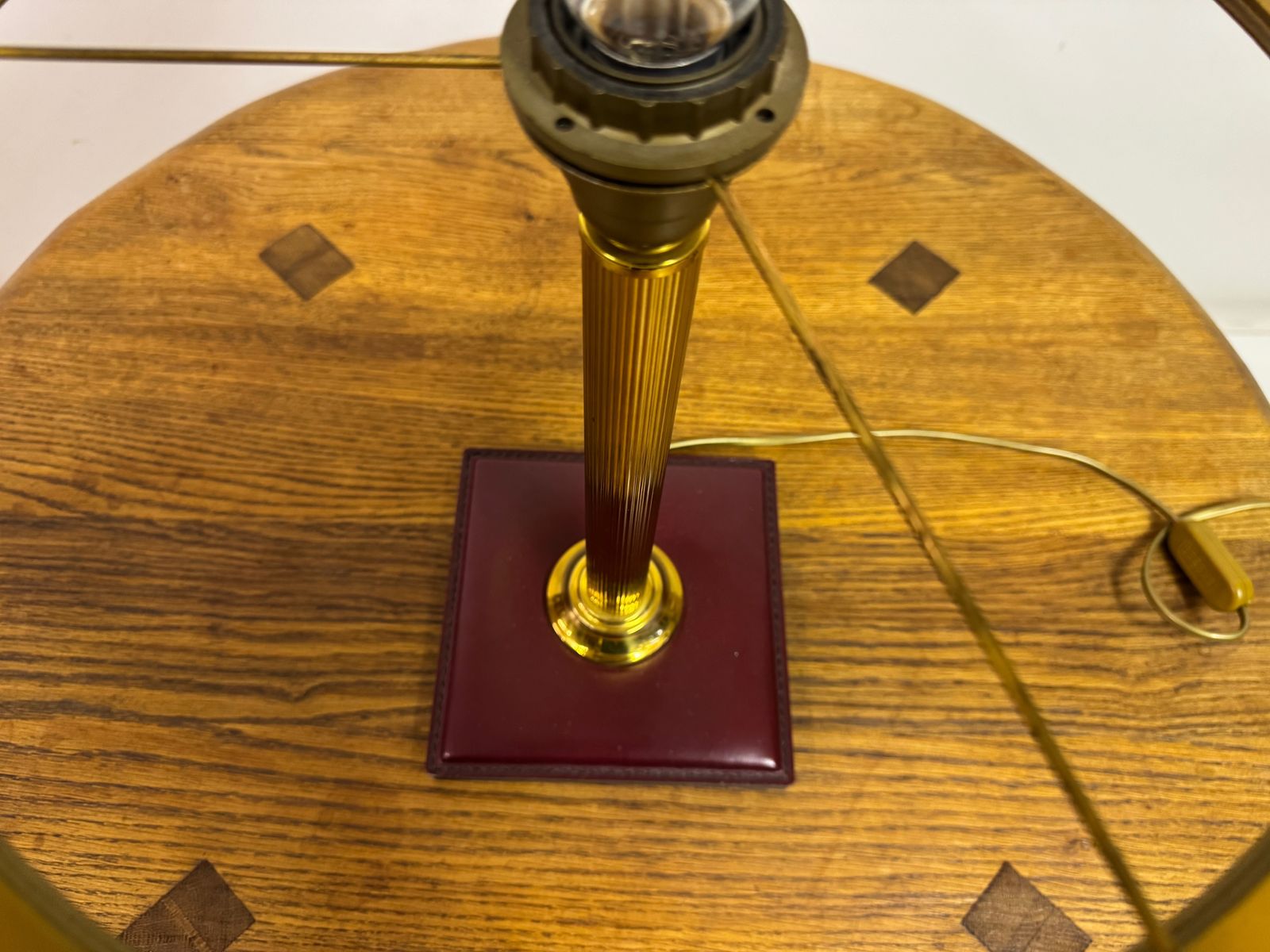 Lighting Red Leather Table Lamp In The Style Of Jacques Adnet, France photo