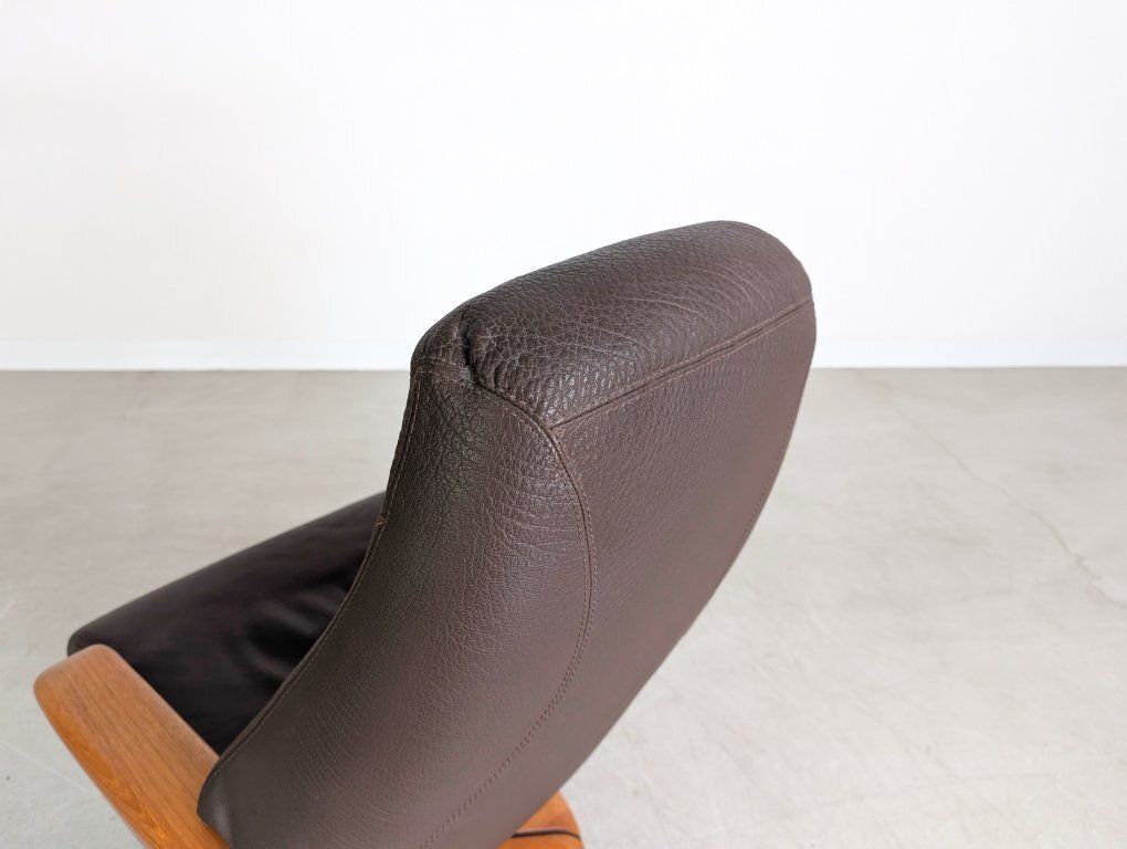 Hs Design Teak Midcentury Armchair Leather With Ottoman Danish photo vintage