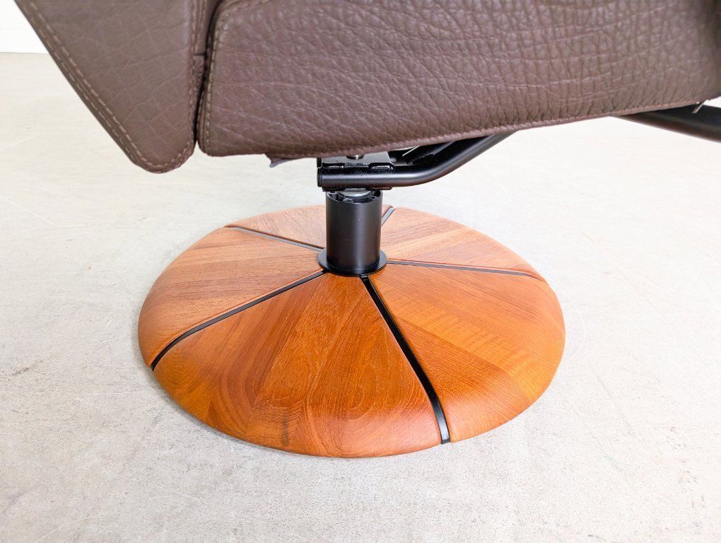 photo for sale Hs Design Teak Midcentury Armchair Leather With Ottoman Danish
