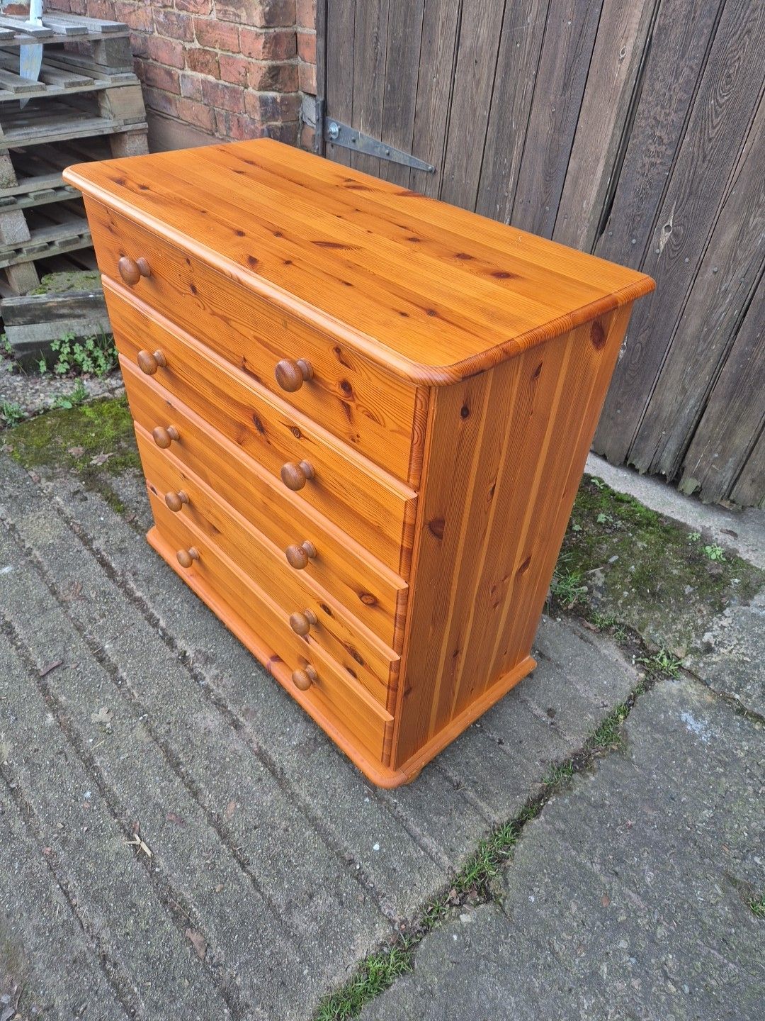 Modern 5 Drawer Honey Pine Chest Of Drawers On Bun Feet photo furniture