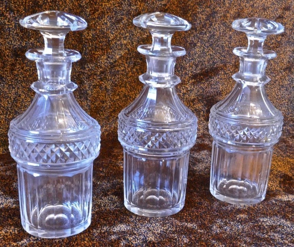 Set Of 3 Victorian Cut Glass Decanters photo 474.0