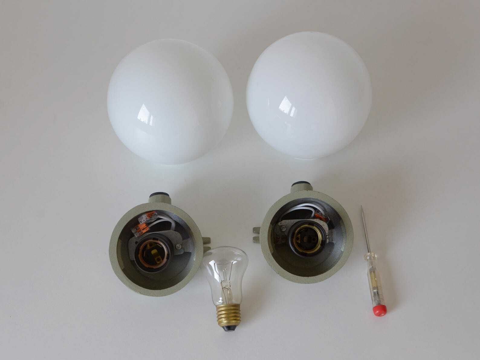 photo furniture Pair Of Wall Lamps / Industrial Light Fixtures / Mid Century / Flush Mount Lights / Vintage Sconces / Yugoslavia 1960's