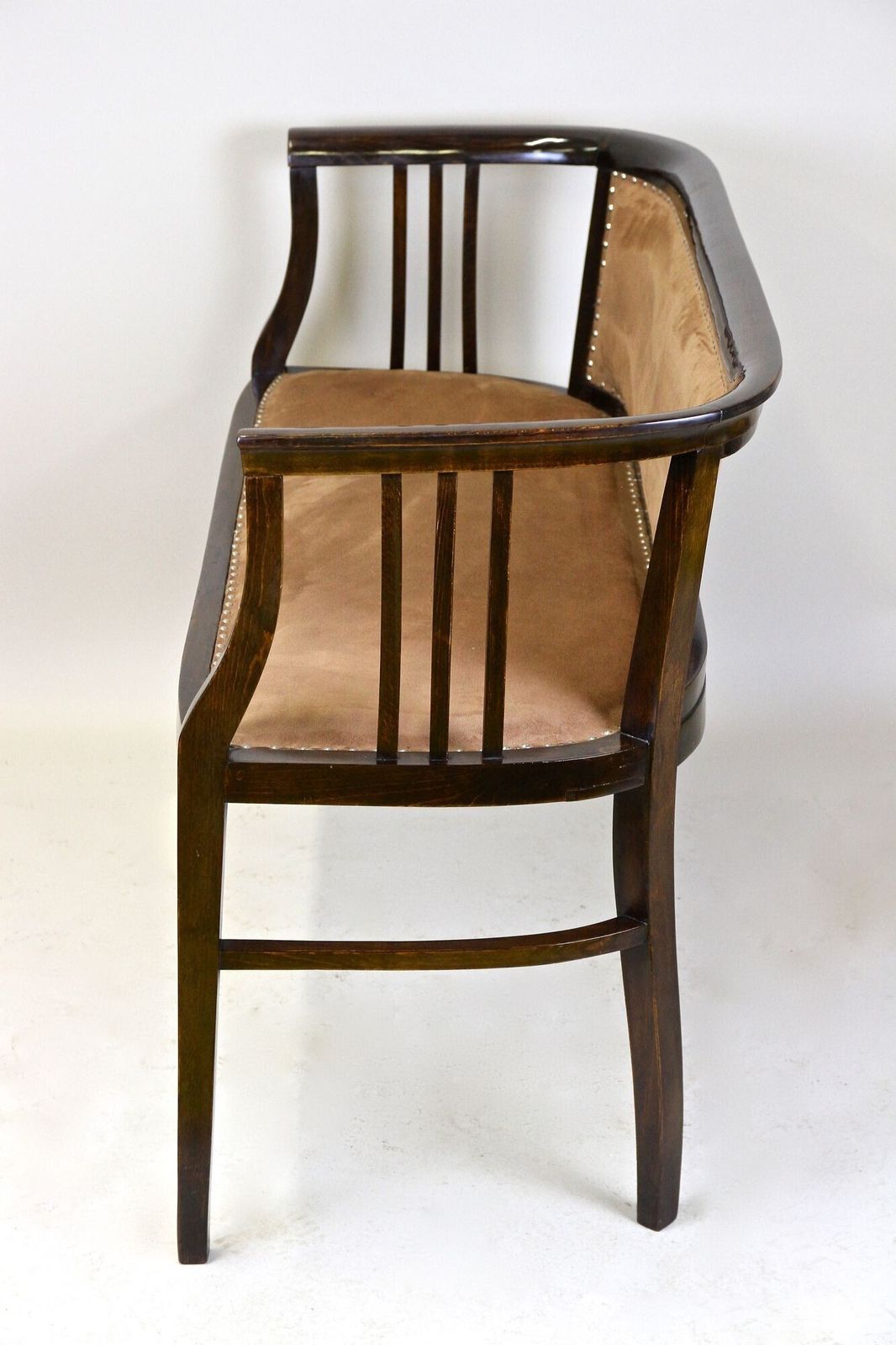 Furniture 20th Century Art Nouveau Bench   Bentwood, Newly Upholstered, Austria Circa 1910 photo