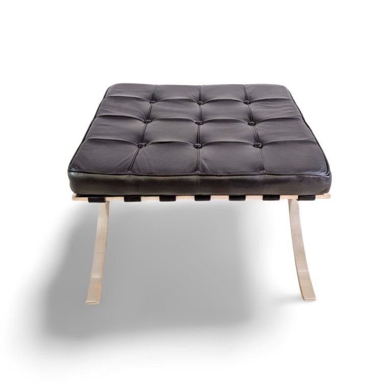 Knoll International Barcelona Stool Mies Van Der Rohe Leather Black