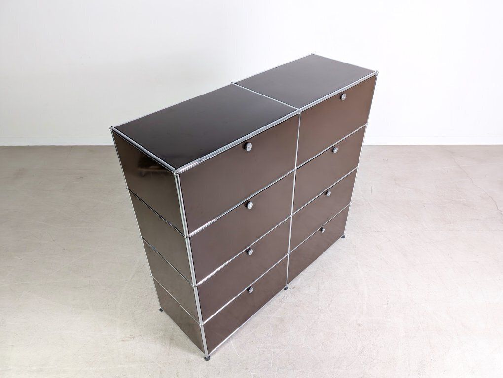 photo furniture Original Usm Haller Filing Cabinet 2x4 Brown Vintage Shelf Chest Of Drawers