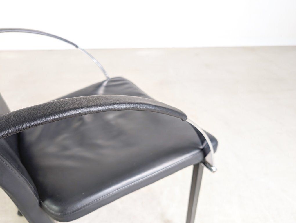 Furniture Set Of 6 Original Ronald Schmitt Chairs, Leather Design, Black photo