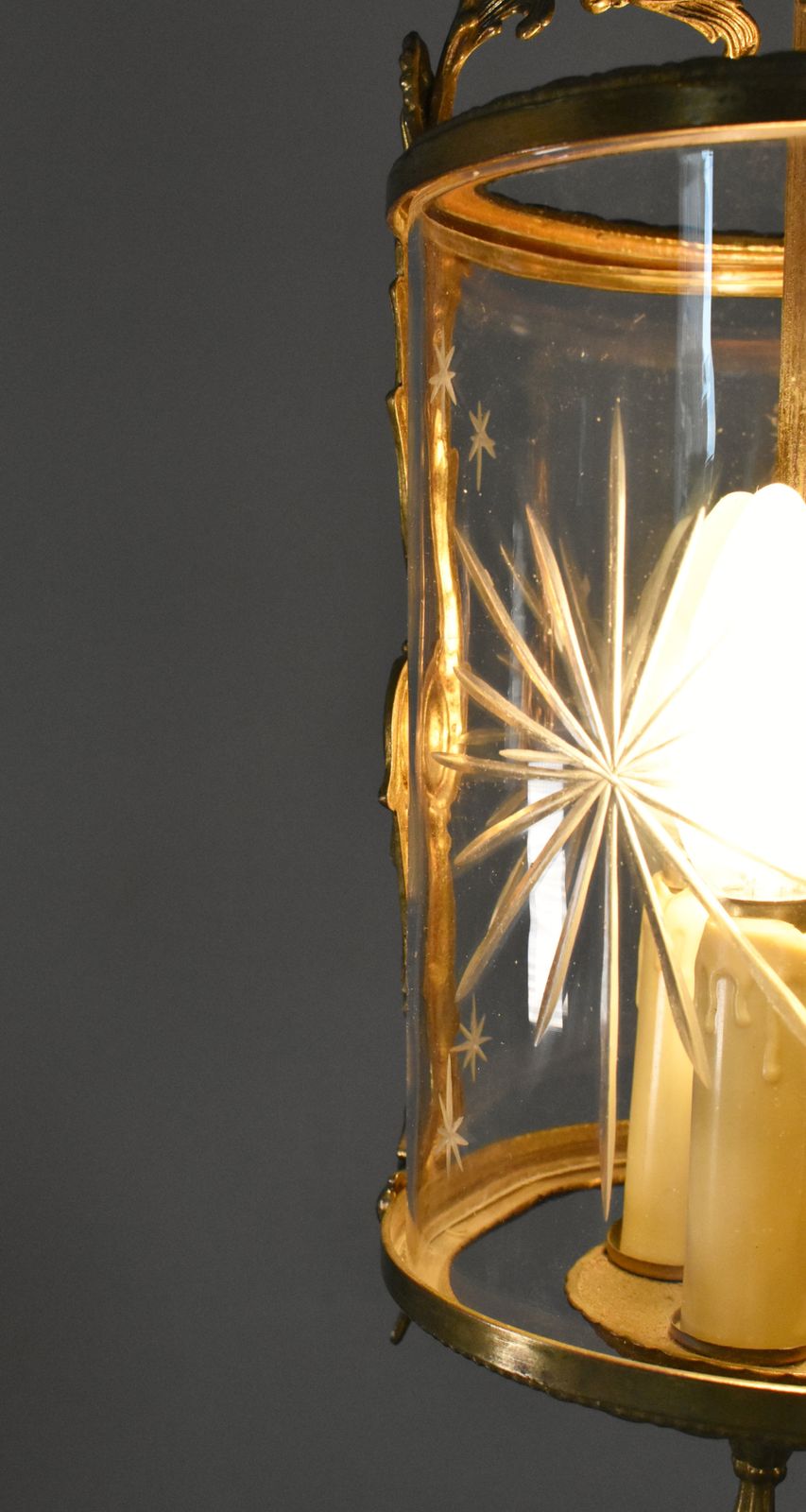 450.0 French Antique Cut Glass Hall Lantern Louis XVI Style photo