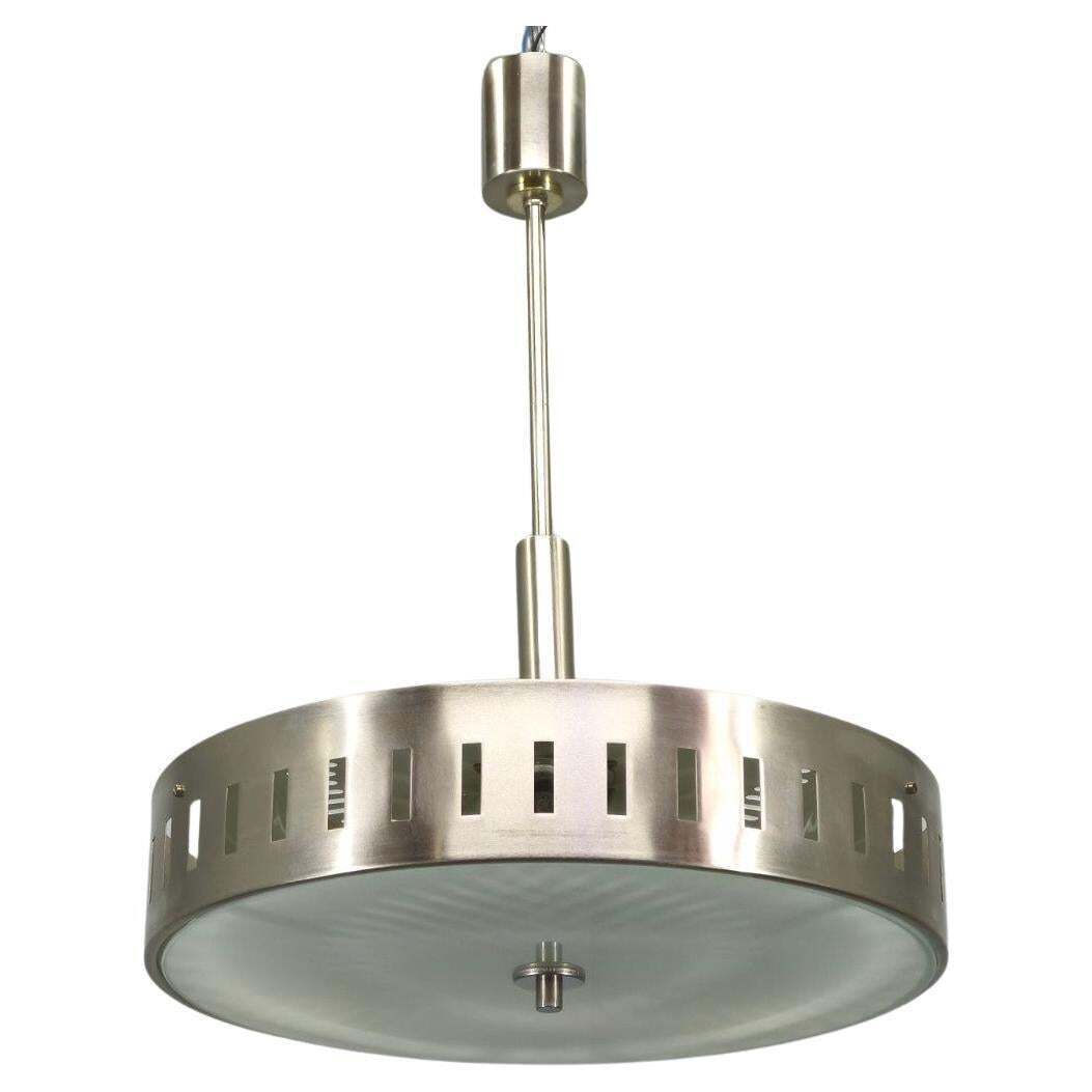 Space Age Ufo Chandelier, Metal And Glass, Czechoslovakia 1970s