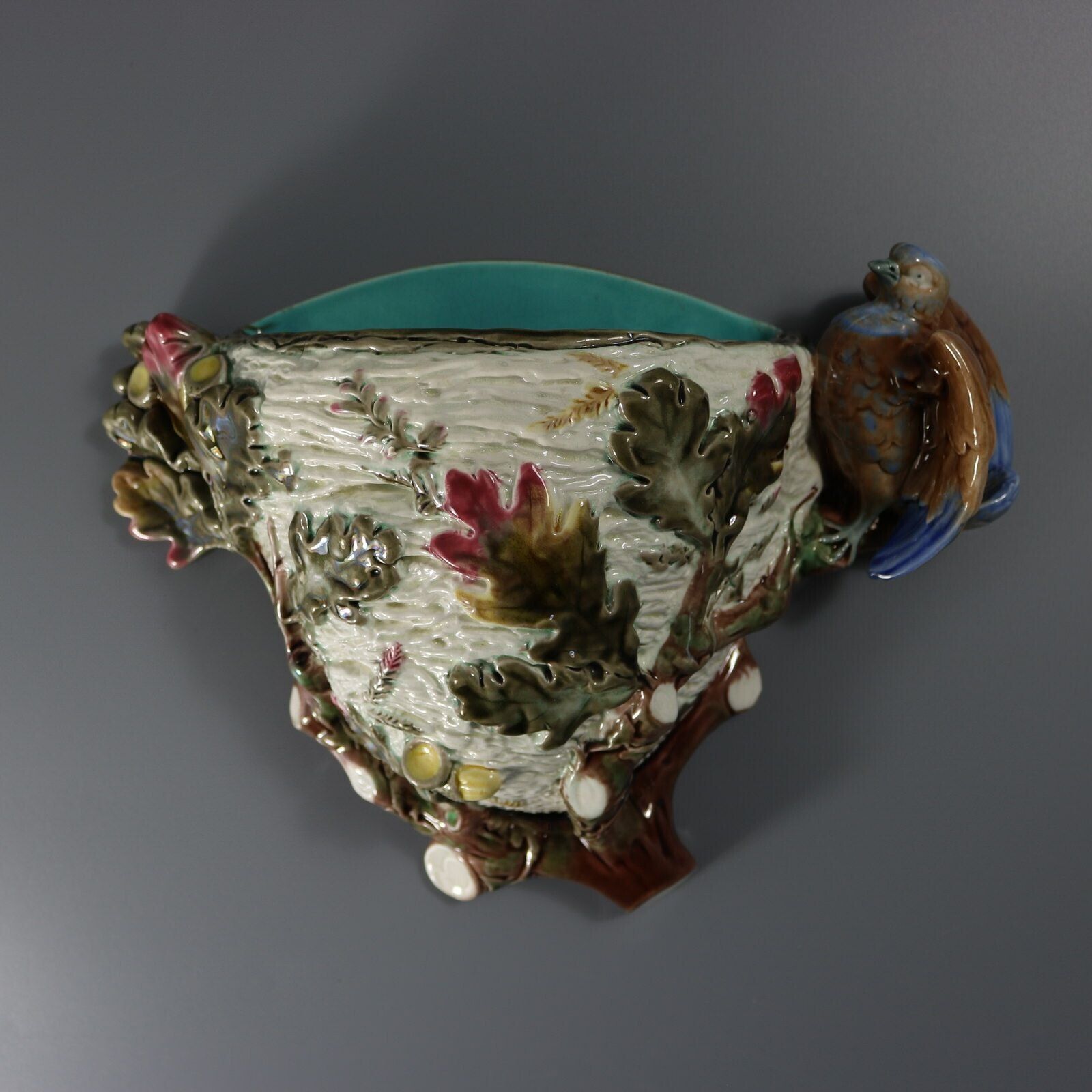 Wedgwood Majolica Bird On Nest Wall Pocket
