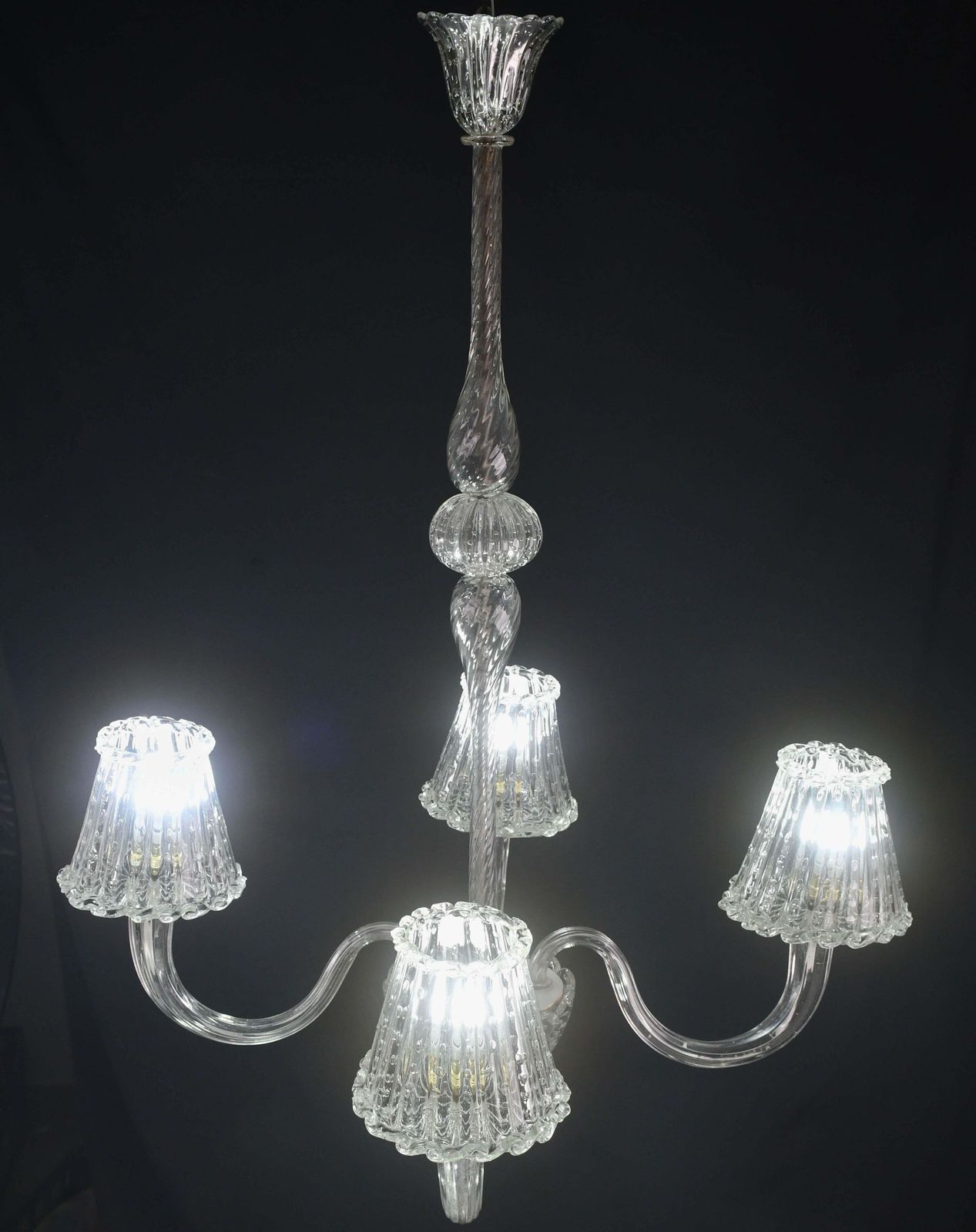photo vintage Luxury Art Decò Barovier E Toso Chandelier, Murano "Bubble" Glass, 1950s