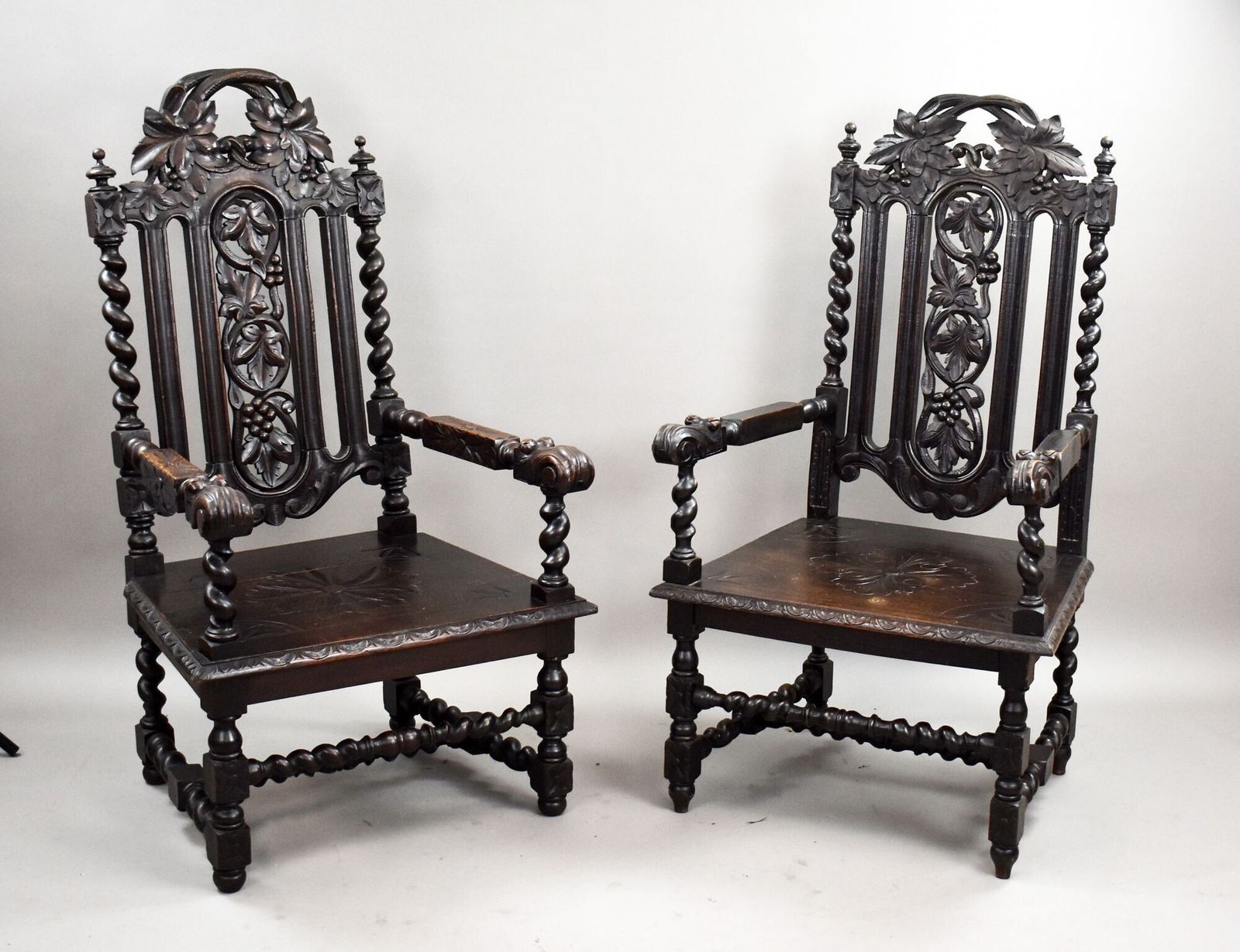 Near Pair Late 19th Century Carved Throne Chairs photo furniture