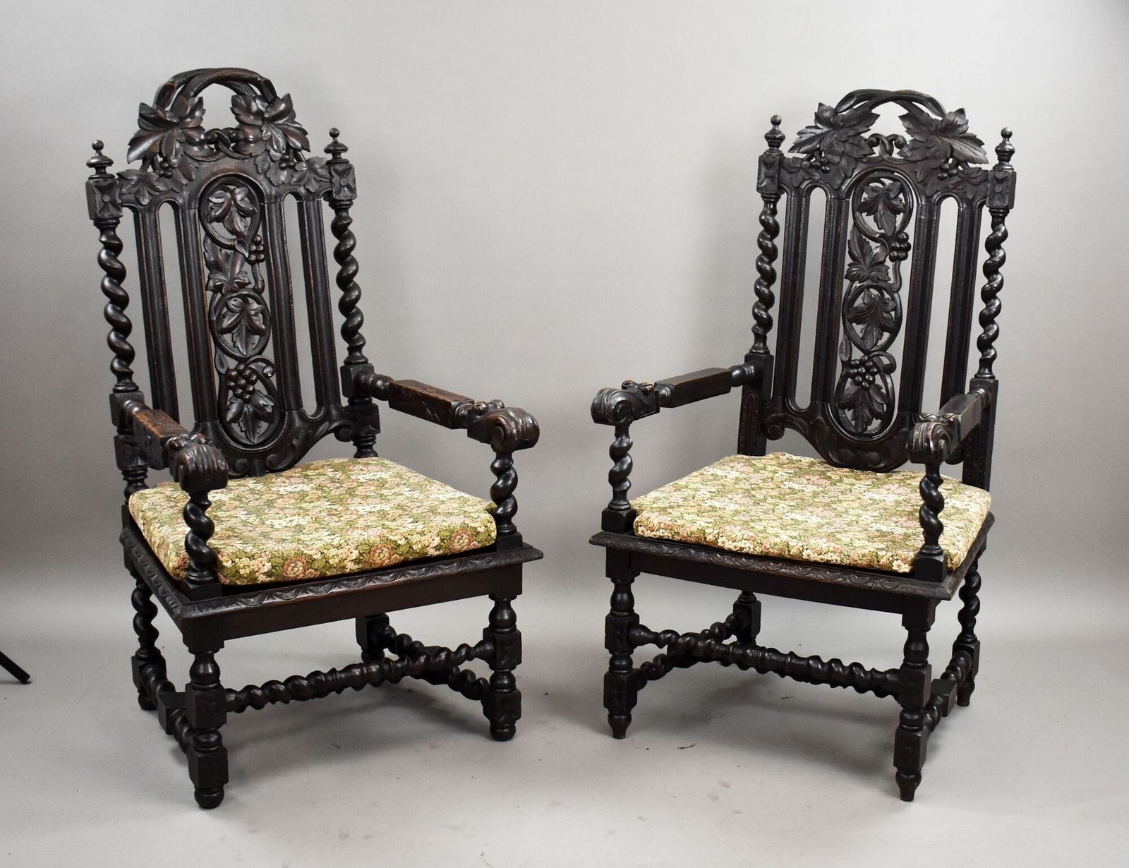 Near Pair Late 19th Century Carved Throne Chairs photo for sale