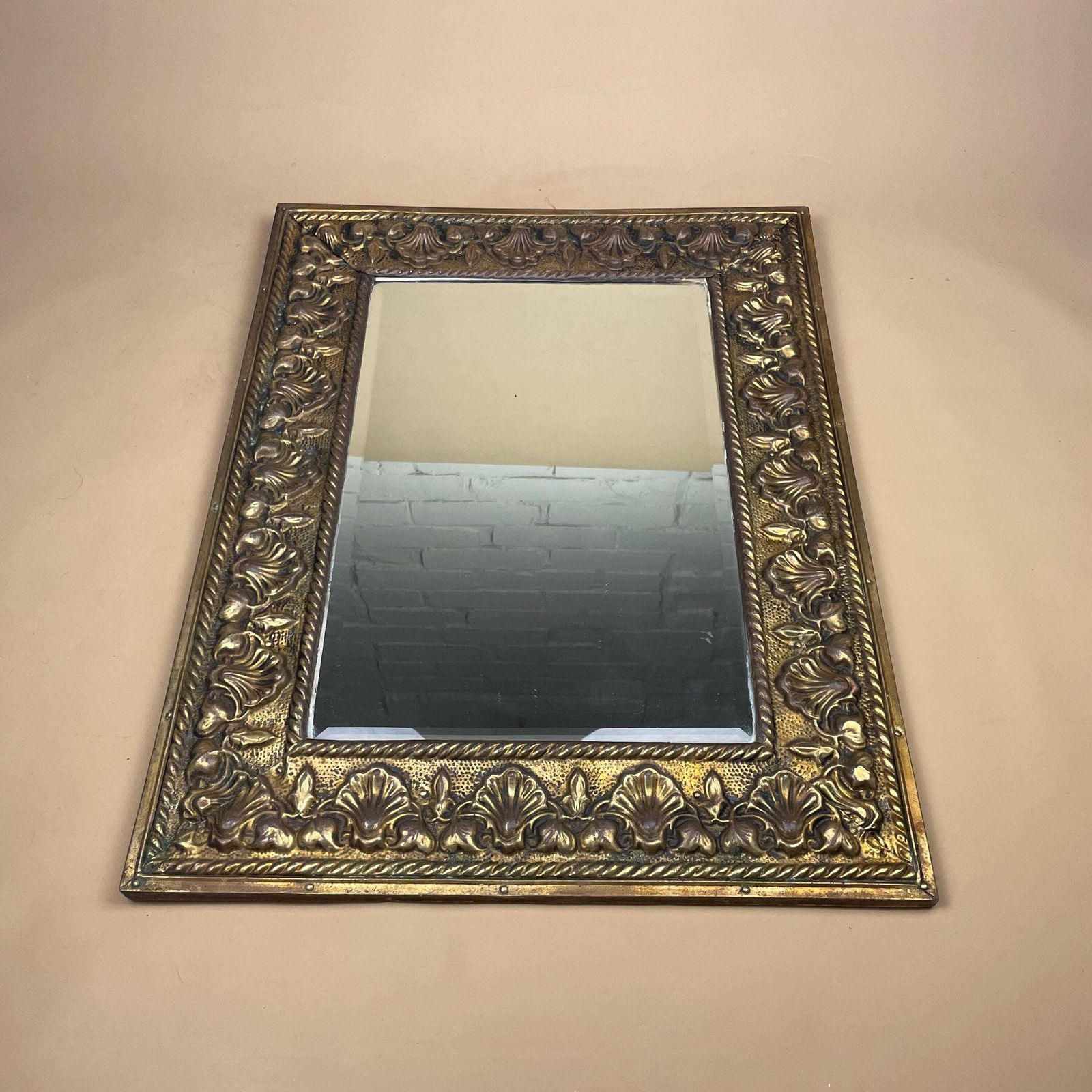 Ornate Gold Wall Mirror Portrait Rectangle Metal Frame Bevelled Glass Baroque Rococo Style Hollywood Regency Hallway Living Room photo for sale