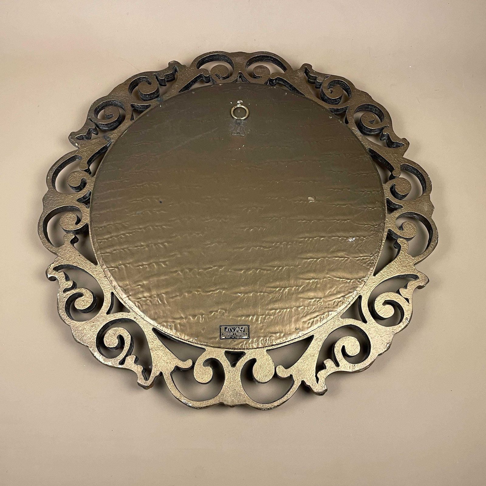 photo furniture Aisonia Gold Round Mirror Ornate Hollywood Regency Wood Resin Frame Rococo Baroque Style Convex Decorative Hallway Made In England