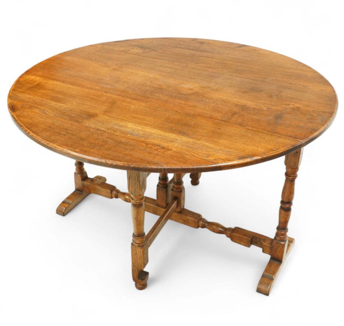 Early 20th Century Oak Gate Leg Dining Table   Oval Top On Twin Gate Turned Legs photo buy