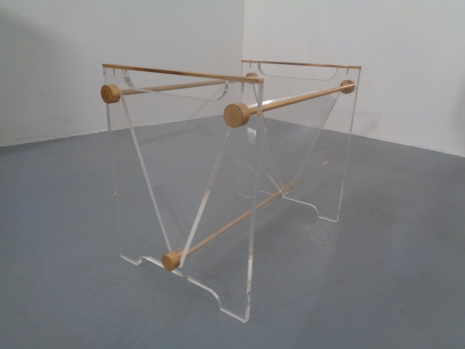 Acrylic Glass And Brass Magazine Rack By David Lange For Marais International, France, 1970s photo Home Decor
